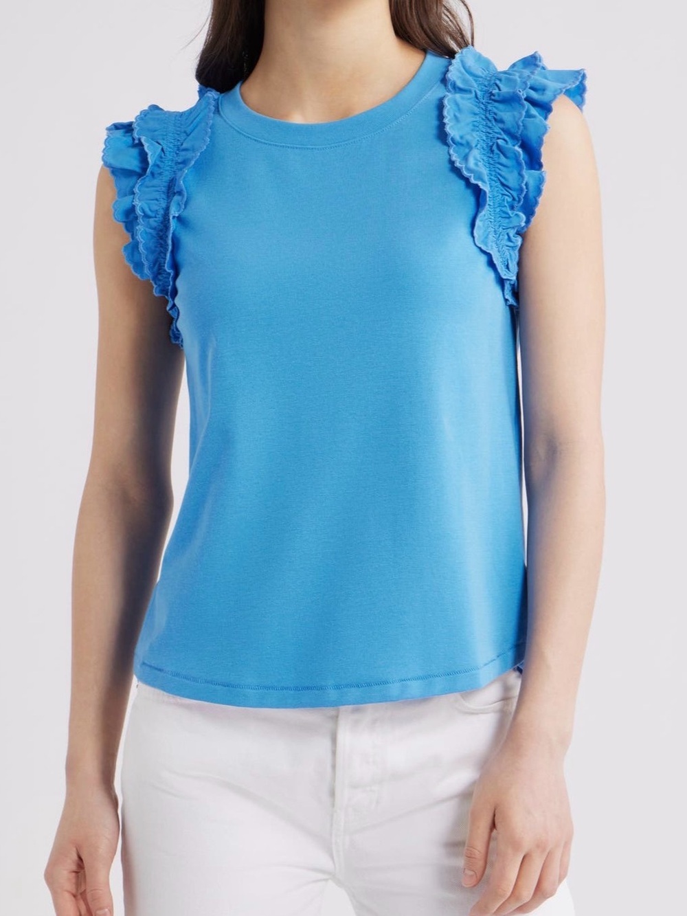 🔹 NWT 🔹Wit & Wisdom Bright Blue Ruffle Sleeve Tank Top, Medium